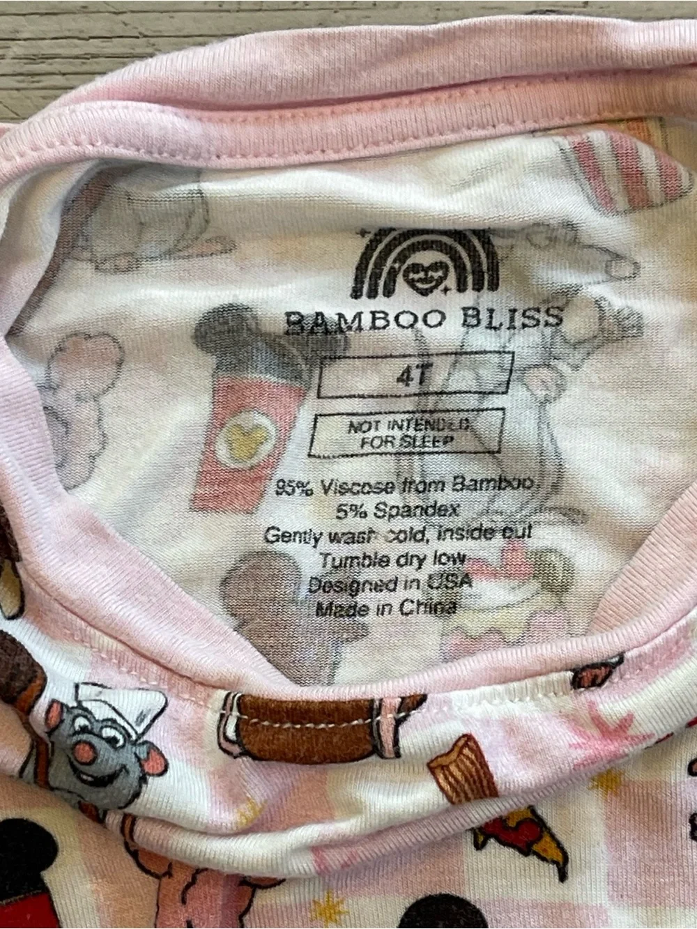 Bamboo Bliss | Disney Ratatouille Snack Pajama Set | Size: 4T